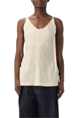 Sportmax Top, Dame, , S, Asymmetrisk Ærmeløs Elfenbens Top