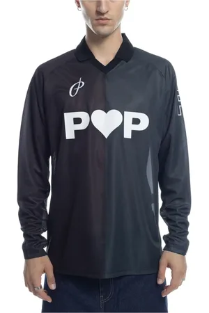 Pop Trading Company Top, Herre, Sort, S, Uld, Sportif Langærmet Skjorte Sort Antracit