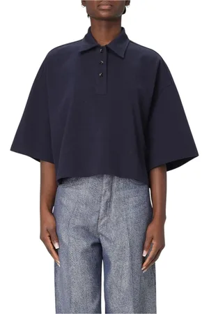 Bottega Veneta Top, Dame, Blå, S, Blå Klassisk Polo Skjorte