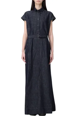 Brunello Cucinelli Kjole, Dame, Blå, L, Denim, Blå Denim Maxi Skjortekjole