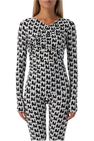Msgm Top, Dame, Flerfarvet, S, Uld, Hvid Langærmet Knude Top