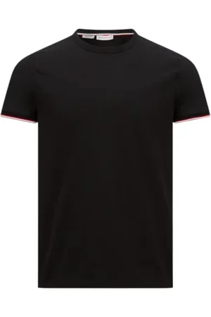 Moncler Top, Herre, Sort, 2XL, Bomuld, Trefarvet Bomuld T-Shirt Sort