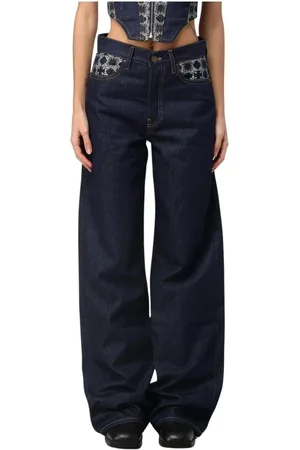 AMIRI Jeans, Dame, Blå, W25, Denim, Blå Wide Leg Jeans med Lomme