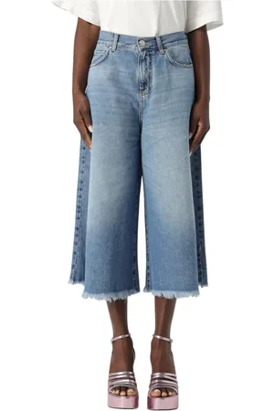 Pinko Jeans, Dame, Blå, W28, Uld, Blå Wide Leg Culotte Jeans