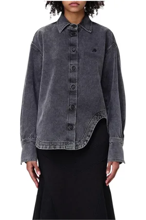 The Attico Bluser & Skjorter, Dame, Sort, XS, Denim, Sort Denim Skjorte Asymmetrisk Hem