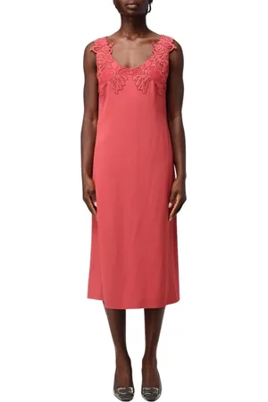 Alberta Ferretti Kjole, Dame, Lyserød, XL, Elegant Lilla Blonde Midi Kjole