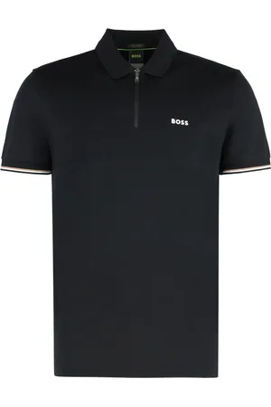 HUGO BOSS Top, Herre, Sort, S, Bomuld, Bomuld Polo Skjorte Ribbede Kanter Almindelig Pasform