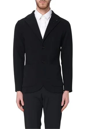 LARDINI Jakke, Herre, Sort, S, Elegant Blå Strik Blazer Jakke