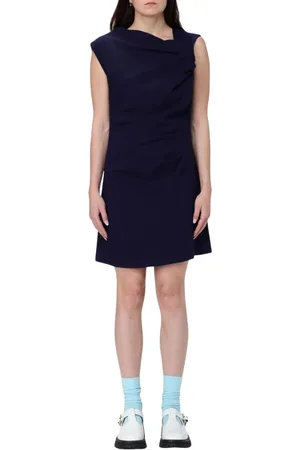 Msgm Kjole, Dame, Blå, XS, Polyester, Rød Draperet Mini Kjole