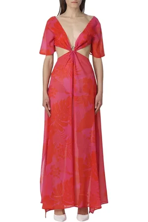 Pinko Kjole, Dame, Lyserød, M, Polyester, Blomstret Maxi Kjole