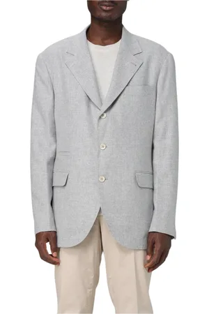 Brunello Cucinelli Jakke, Herre, Grå, 2XL, Grå Treknaps Revers Blazer