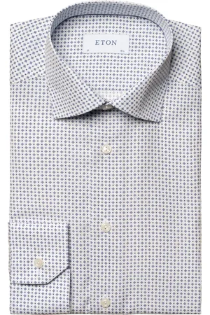 Eton Skjorte, Herre, Hvid, M, Bomuld, Moderne Micro Print Poplin Skjorte