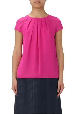 Emporio Armani Bluser & Skjorter, Dame, Lyserød, XS, Fuchsia Silke Plisseret Bluse