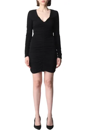 Pinko Kjole, Dame, Sort, L, Uld, Elegant Sort Rynket Minikjole