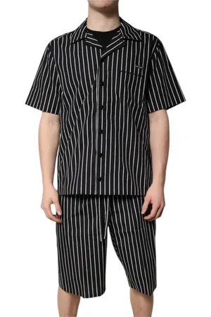 Dolce & Gabbana Nightwear & Lounge, Herre, Hvid, M, Bomuld, Stribet bomuld herre pyjamasæt natbeklædning