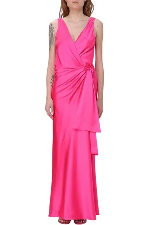 Pinko Kjole, Dame, Lyserød, M, Elegant Silkekjole Maxi