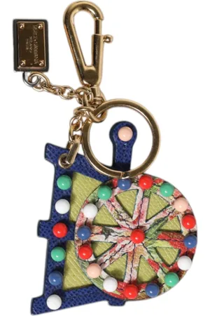 Dolce & Gabbana Tilbehør, Dame, Flerfarvet, ONE SIZE, Uld, Multifarvet Guld Tone Carretto Nøglering