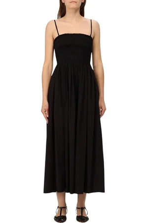 Michael Kors Kjole, Dame, Sort, S, Bomuld, Elegant Sort Smocked Midi Kjole