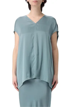 Rick Owens Bluser & Skjorter, Dame, Blå, M, Uld, Silke V-hals Bluse