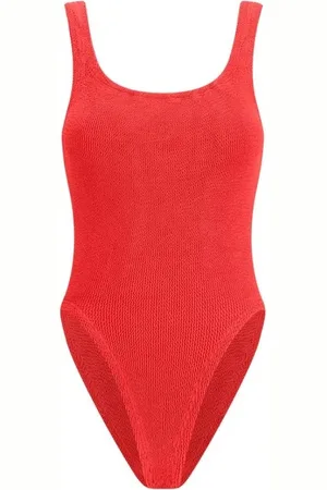 Hunza G Badetøj, Dame, Rød, ONE SIZE, Polyester, Firkantet Halsudskæring Krøllet Badedragt