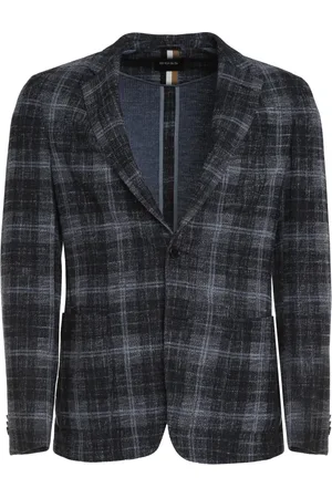 HUGO BOSS Jakke, Herre, Flerfarvet, L, Bomuld, Strikket enkeltknappet blazer