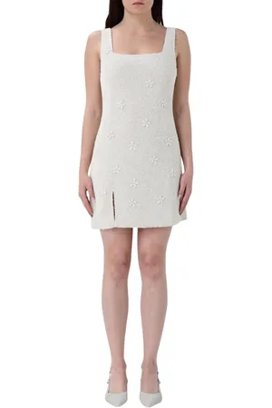 Staud Kjole, Dame, Hvid, S, Uld, Elegant Perle Midi Kjole