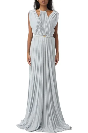 Elisabetta Franchi Kjole, Dame, Blå, XL, Polyester, Blå Halterneck Maxi Kjole