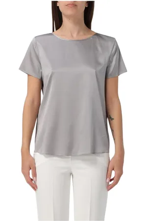 Emporio Armani Top, Dame, Grå, XL, Elegant Beige Silkebluse