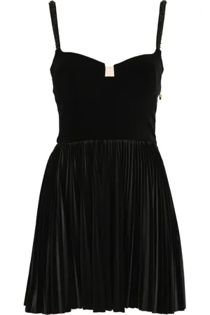 Elisabetta Franchi Kjole, Dame, Sort, L, Velvet Kort Kjole med Strass og Perler