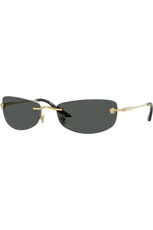 VERSACE Tilbehør, unisex, Gul, 60 MM, Rektangulære solbriller med dobbelt medusa-logo