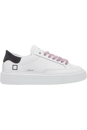 D.A.T.E. Sko, Dame, Hvid, 37 EU, Læder, Beige Læder Sneaker med Side Logo