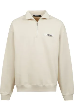 Jacquemus Sweathshirts & Hoodies, Herre, , S, Uld, Half-Zip Sweater med Ribbed Hem