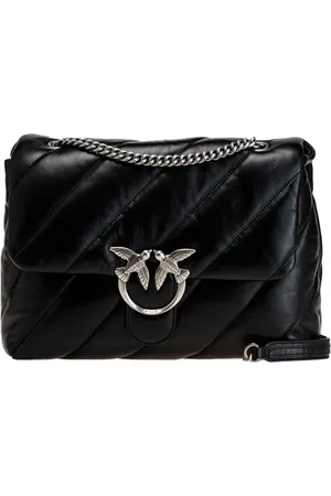 Pinko Taske, Dame, Sort, ONE SIZE, Læder, Læder dame taske med frontlogo