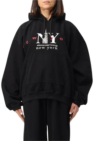 Alexander Wang Sweathshirts & Hoodies, Dame, Sort, XS, Bomuld, Sort Grafisk Hættetrøje Sweatshirt