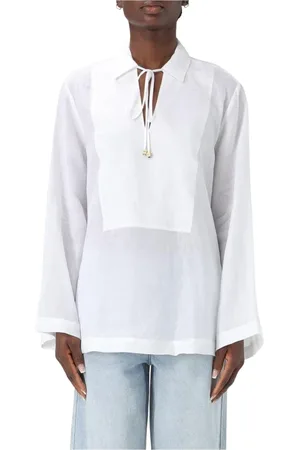 Michael Kors Bluser & Skjorter, Dame, Hvid, XS, Hvid Designer Button-Up Skjorte