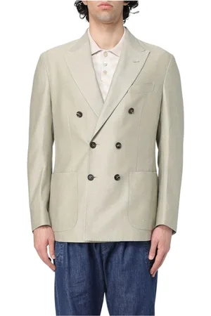 ELEVENTY Jakke, Herre, Grøn, XL, Linned, Militærstil Blazer Jakke