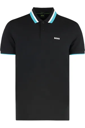 HUGO BOSS Top, Herre, Sort, M, Bomuld, Bomuld Polo Skjorte Ribbede Kanter Almindelig Pasform