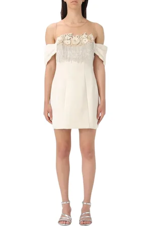 Elisabetta Franchi Kjole, Dame, , S, Fringe Floral Mini Kjole