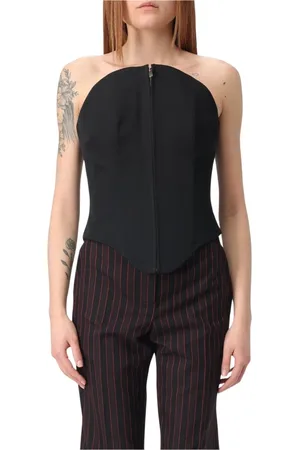 Alexander McQueen Top, Dame, Sort, 2XS, Sort Strapless Corsage Top Lynlås