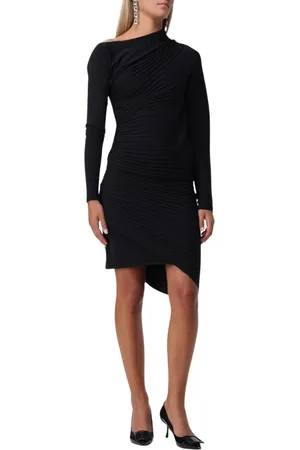 Serafini Kjole, Dame, Sort, S, Sort Draperet Strik Mini Kjole