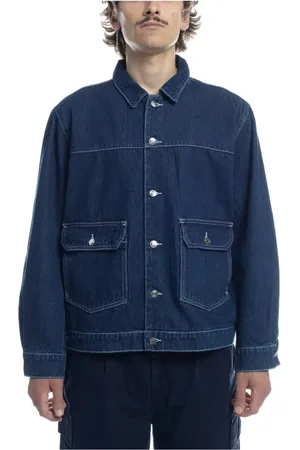 Pop Trading Company Skjorte, Herre, Blå, S, Denim, Denimjakke med sølvknapper