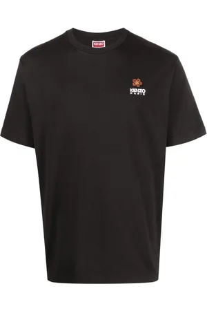 Kenzo Top, Herre, Sort, XS, Bomuld, Sort Blomstbroderet T-shirt og Polo