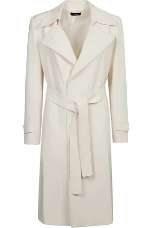 THEORY Frakke, Dame, Hvid, L, Oaklane Trench Coat med Bælte