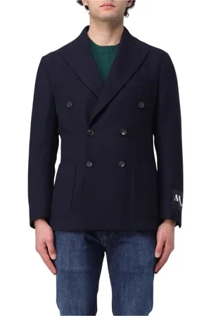 DoppiaA Jakke, Herre, Blå, 2XL, Uld, Blå Uld Blazer til Mænd