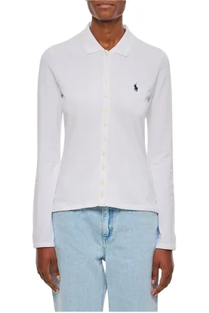 Ralph Lauren Bluser & Skjorter, Dame, Hvid, M, Bomuld, Klassisk Fit Polo Skjorte