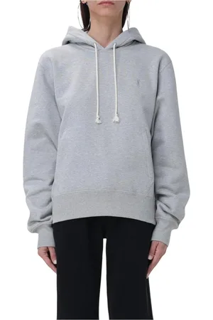 Saint Laurent Sweathshirts & Hoodies, Dame, Grå, M, Bomuld, Behagelig Bomuldshættetrøje