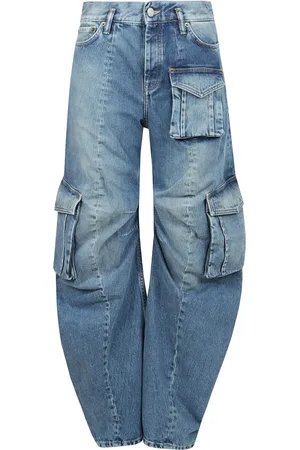 Acne Studios Jeans, Dame, Blå, S, Denim, Denim cargo bukser med sidelommer