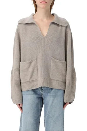 Allude Strik, Dame, Grå, M, Cashmere, Grå V-hals Sweater