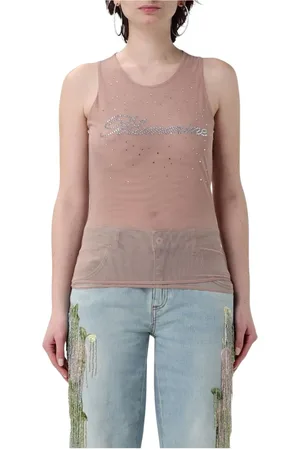 BLUMARINE Top, Dame, Lyserød, M, Krystal Mesh Top