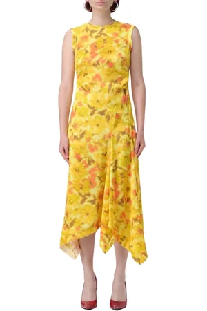 Acne Studios Kjole, Dame, Gul, L, Blomstret Midi Kjole, Levende Gul